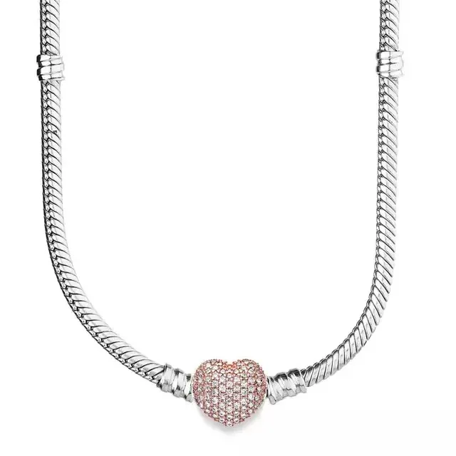 Hot sale 925% sterling silver heart round snake bone necklace 40-60CM women's High quality DIY jewellery suitable for banquets