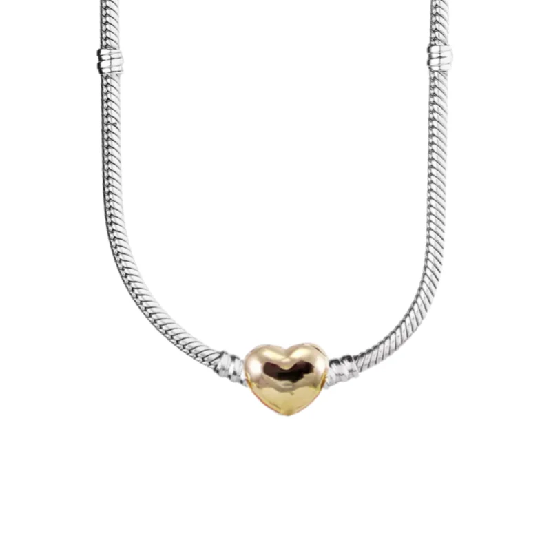 Hot sale 925% sterling silver heart round snake bone necklace 40-60CM women's High quality DIY jewellery suitable for banquets