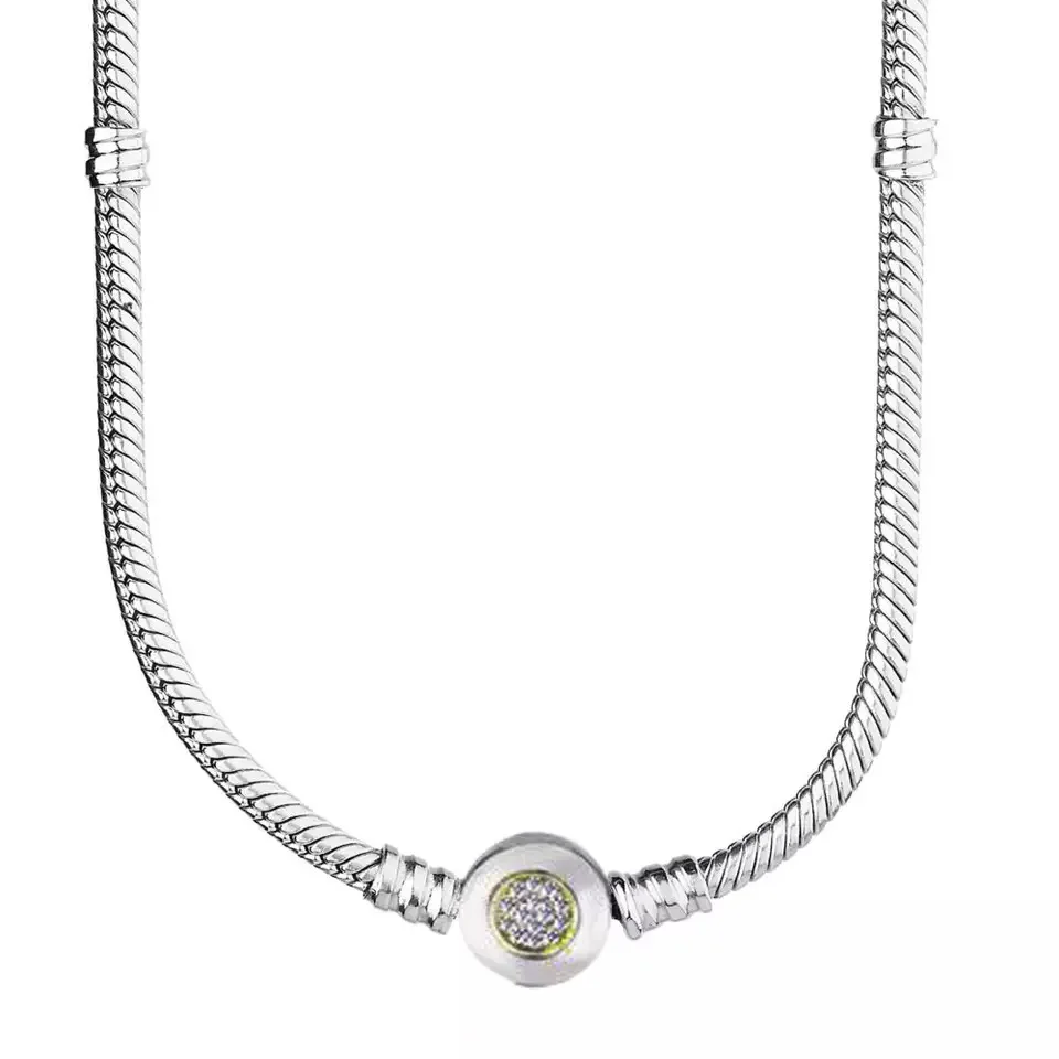 Hot sale 925% sterling silver heart round snake bone necklace 40-60CM women's High quality DIY jewellery suitable for banquets