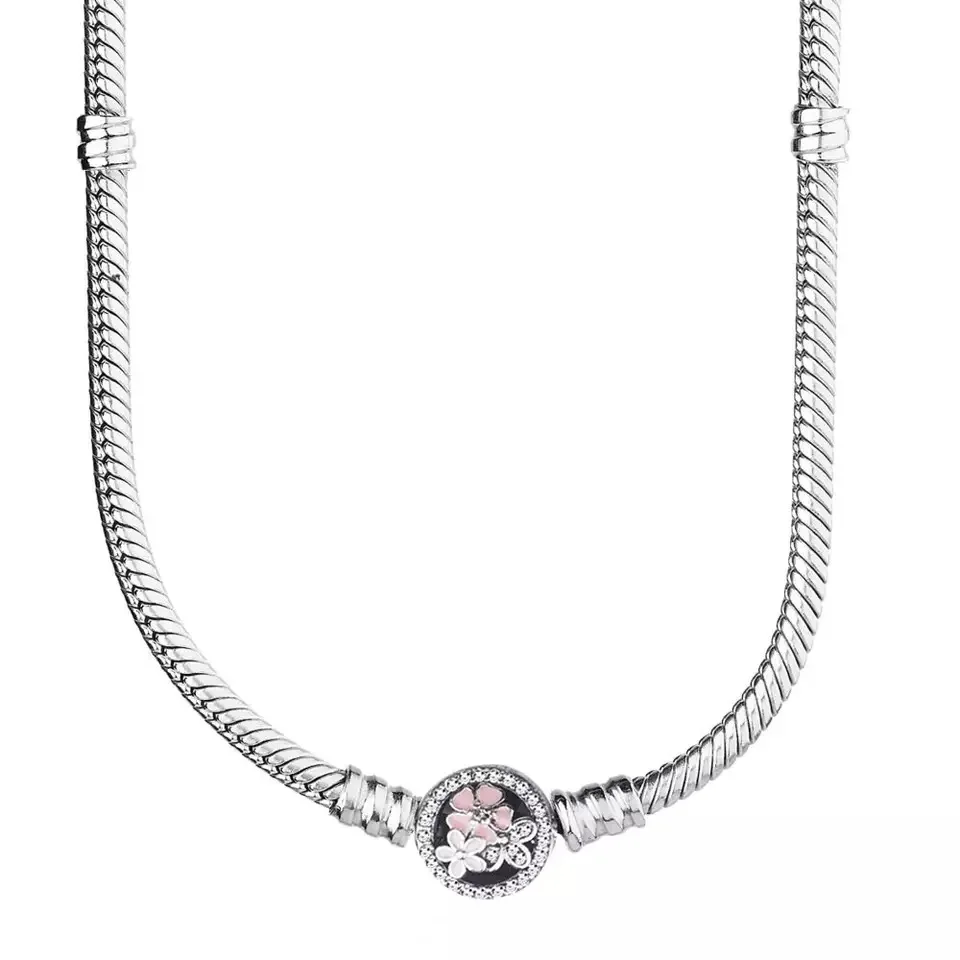 Hot sale 925% sterling silver heart round snake bone necklace 40-60CM women's High quality DIY jewellery suitable for banquets