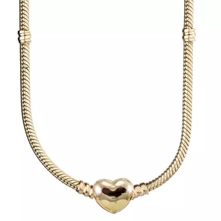 Hot sale 925% sterling silver heart round snake bone necklace 40-60CM women's High quality DIY jewellery suitable for banquets