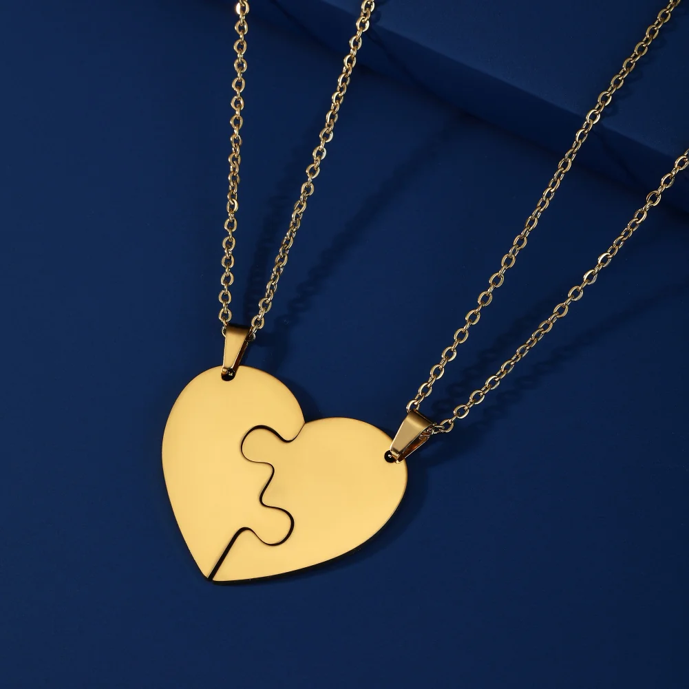 Dreamtimes Love Heart Puzzle Pendant Necklace 2/3/4/5/6 Pieces Stainless Steel Women Men Jewelry Lover Family Friends Gifts Dreamtimes Love Heart Puzzle Pendant Necklace 2/3/4/5/6 Pieces Stainless Steel Women Men Jewelry Lover Family Friends Gifts
