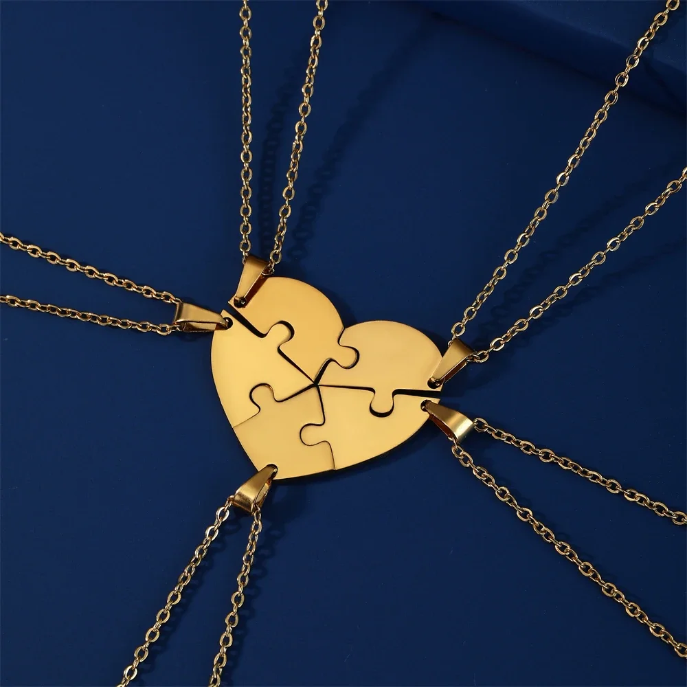 Dreamtimes Love Heart Puzzle Pendant Necklace 2/3/4/5/6 Pieces Stainless Steel Women Men Jewelry Lover Family Friends Gifts Dreamtimes Love Heart Puzzle Pendant Necklace 2/3/4/5/6 Pieces Stainless Steel Women Men Jewelry Lover Family Friends Gifts