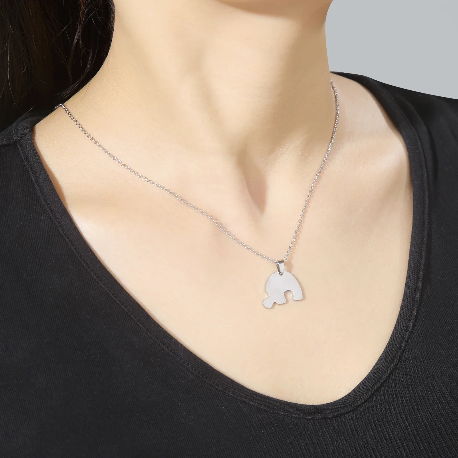 Dreamtimes Love Heart Puzzle Pendant Necklace 2/3/4/5/6 Pieces Stainless Steel Women Men Jewelry Lover Family Friends Gifts