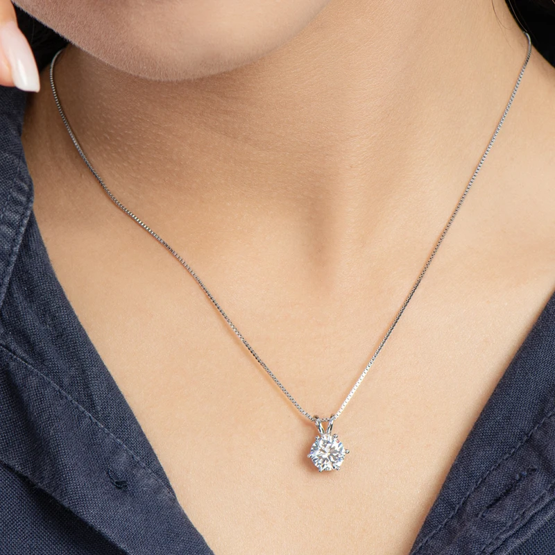 Rrjzz Certified 0.5-5CT D Color Round Moissanite Diamond Pendant Necklace Solitaire Lab Diamond GRA Necklaces for Women Jewelry Rrjzz Certified 0.5-5CT D Color Round Moissanite Diamond Pendant Necklace Solitaire Lab Diamond GRA Necklaces for Women Jewelry