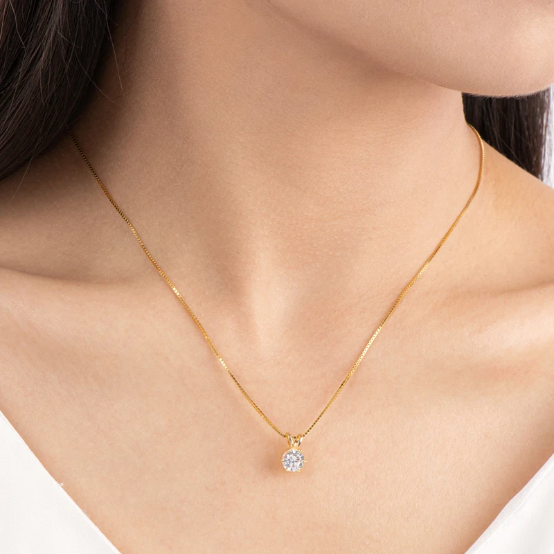 Rrjzz Certified 0.5-5CT D Color Round Moissanite Diamond Pendant Necklace Solitaire Lab Diamond GRA Necklaces for Women Jewelry Rrjzz Certified 0.5-5CT D Color Round Moissanite Diamond Pendant Necklace Solitaire Lab Diamond GRA Necklaces for Women Jewelry