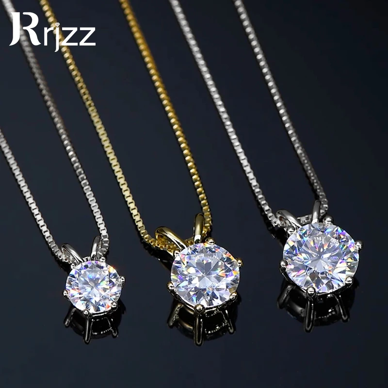 Rrjzz Certified 0.5-5CT D Color Round Moissanite Diamond Pendant Necklace Solitaire Lab Diamond GRA Necklaces for Women Jewelry Rrjzz Certified 0.5-5CT D Color Round Moissanite Diamond Pendant Necklace Solitaire Lab Diamond GRA Necklaces for Women Jewelry