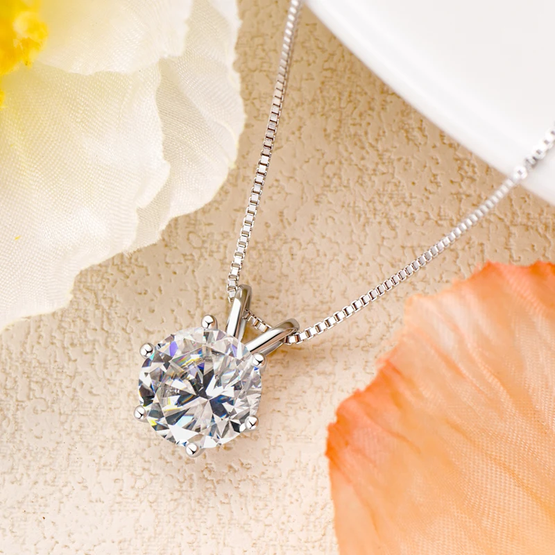 Rrjzz Certified 0.5-5CT D Color Round Moissanite Diamond Pendant Necklace Solitaire Lab Diamond GRA Necklaces for Women Jewelry Rrjzz Certified 0.5-5CT D Color Round Moissanite Diamond Pendant Necklace Solitaire Lab Diamond GRA Necklaces for Women Jewelry