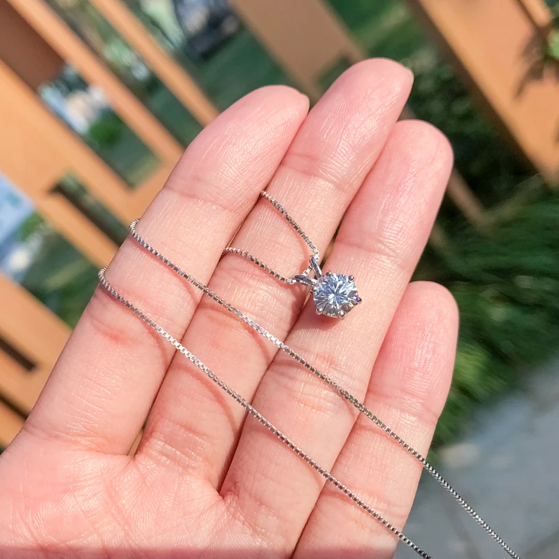 Rrjzz Certified 0.5-5CT D Color Round Moissanite Diamond Pendant Necklace Solitaire Lab Diamond GRA Necklaces for Women Jewelry