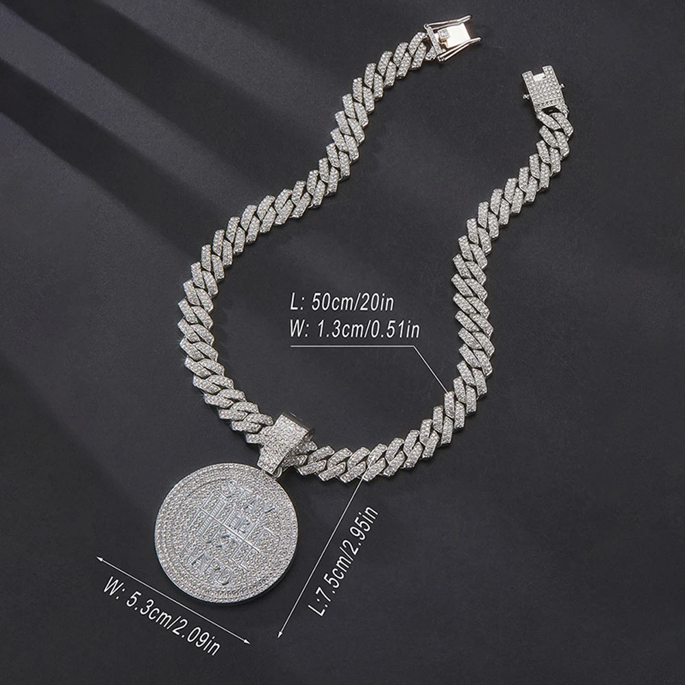 Hip Hop STAY HARD Letter Pendant Cuban Chain Necklace Punk Gold Color Iced Out Bling Necklaces Fashion Charm Men Women Jewelry