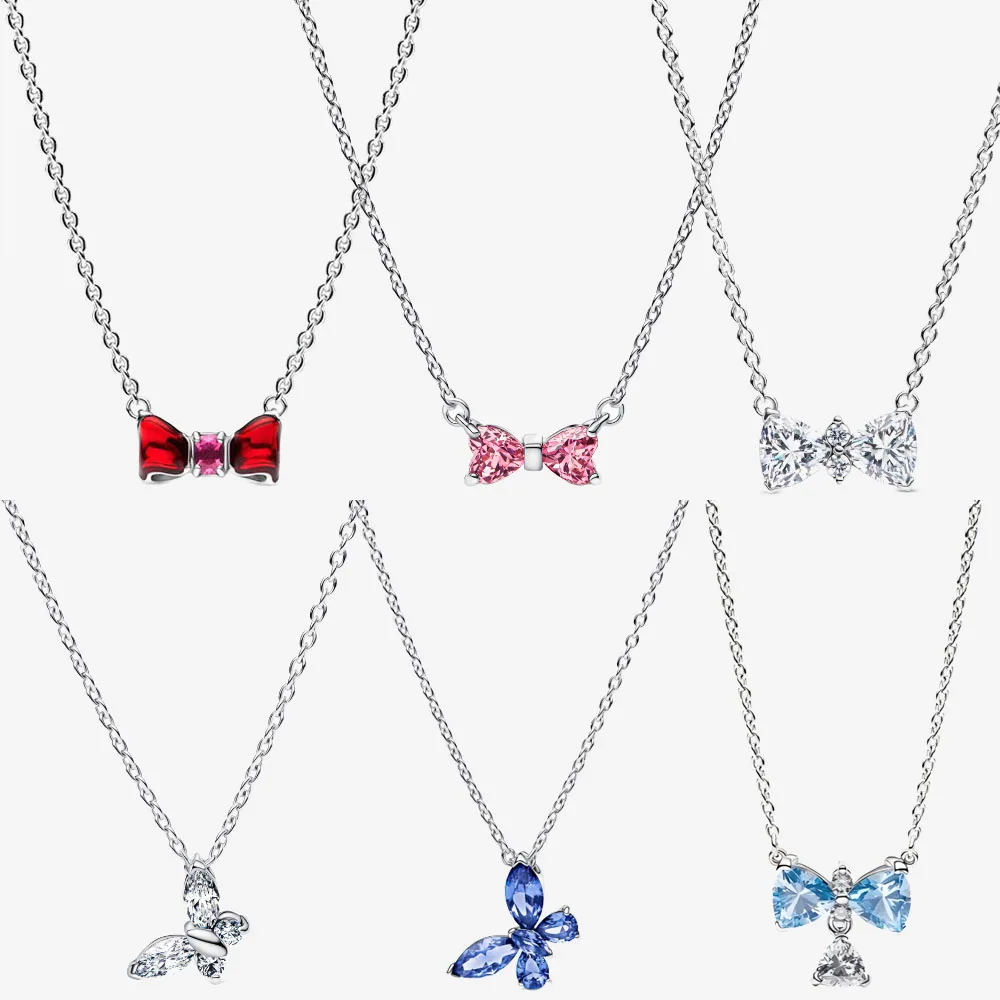 Original 925 Sterling Silver Pink Elevated Heart Halo Heart Trilogy Collier Necklace For Women Party Wedding Jewelry