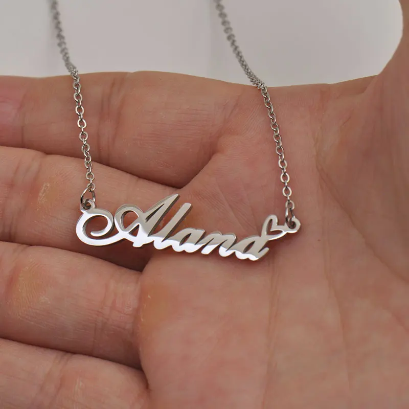 Tiff with Love Heart Name Necklace for Women Stainless Steel Jewelry Nameplate Pendant Femme Mother Child Girls Gift Tiff with Love Heart Name Necklace for Women Stainless Steel Jewelry Nameplate Pendant Femme Mother Child Girls Gift