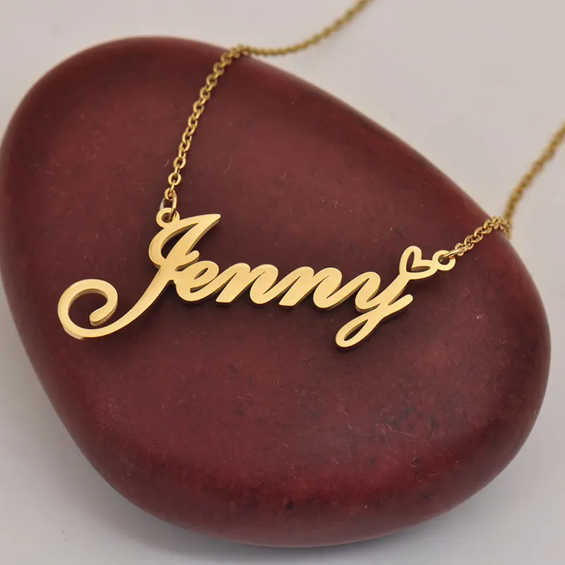 Tiff with Love Heart Name Necklace for Women Stainless Steel Jewelry Nameplate Pendant Femme Mother Child Girls Gift Tiff with Love Heart Name Necklace for Women Stainless Steel Jewelry Nameplate Pendant Femme Mother Child Girls Gift