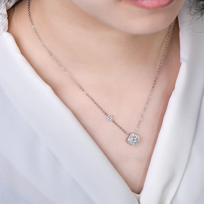 Rrjzz GRA Certified D-Color VVS1 Moissanite Pendant Necklace Lab Created Imitation Diamond for Women Charm Necklace Jewelry Gift