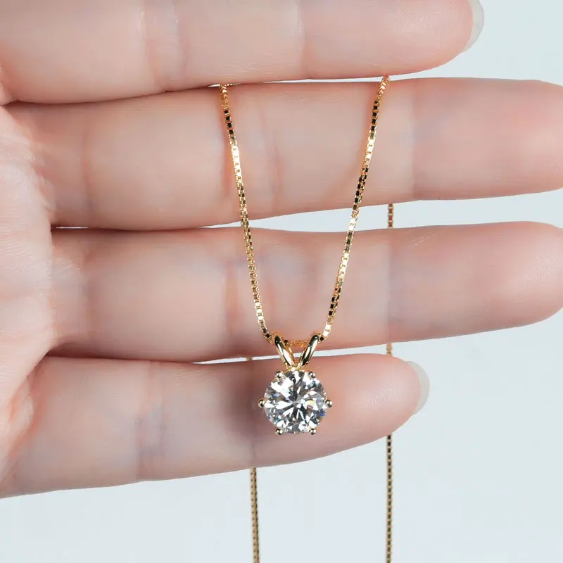 Lnngy Certified 0.5ct–5ct Moissanite Necklace Sparkling Solitaire Lab-Grown Diamond Pendant Necklaces for Women Daily Jewelry