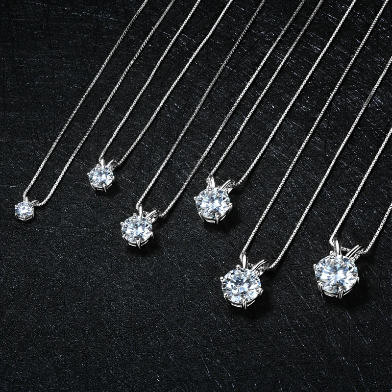 Lnngy Certified 0.5ct–5ct Moissanite Necklace Sparkling Solitaire Lab-Grown Diamond Pendant Necklaces for Women Daily Jewelry