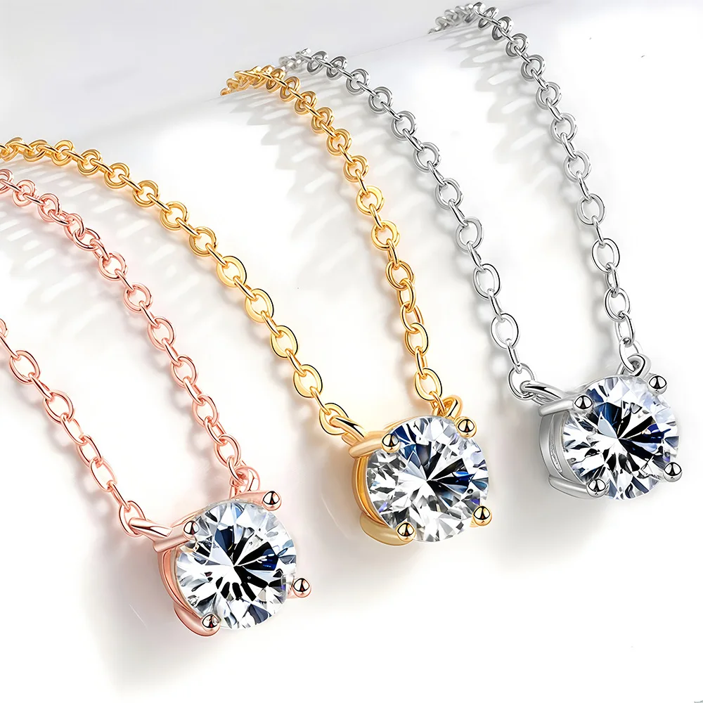 100% Moissanite 925 Sterling Silver Necklace Pendan Classics for Women Exquisite Wedding Jewelry Accessories Fashion Gifts