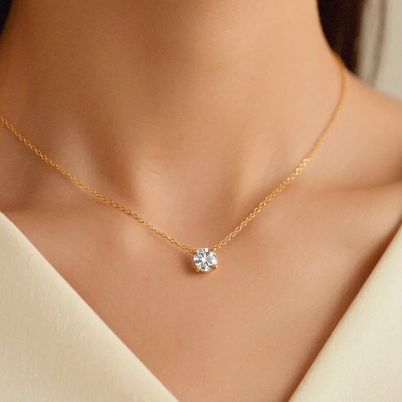 100% Moissanite 925 Sterling Silver Necklace Pendan Classics for Women Exquisite Wedding Jewelry Accessories Fashion Gifts