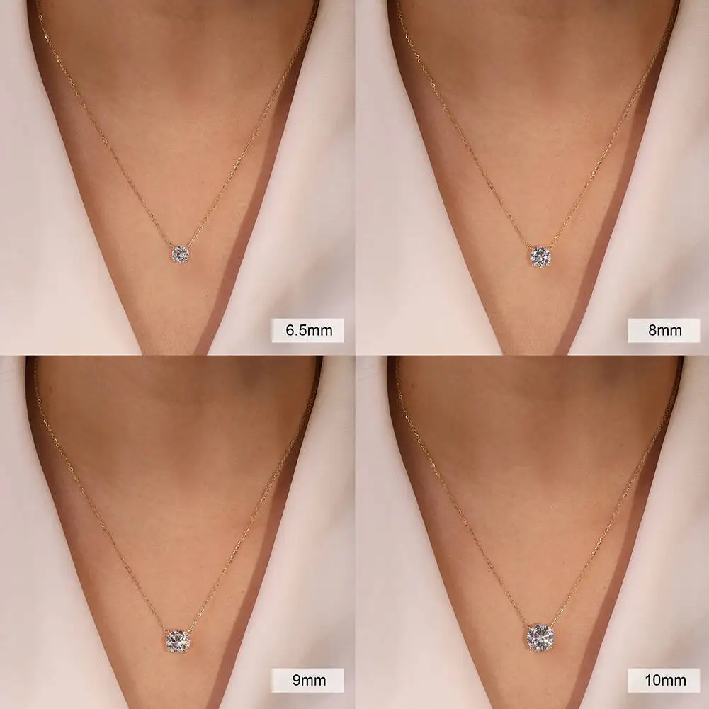 Moissanite Dia 6.5mm 0.5-5CT Woman Pendant Sier Necklace For Women Chains Party Bridal Fine Jewelry 925sterling Silver Necklace