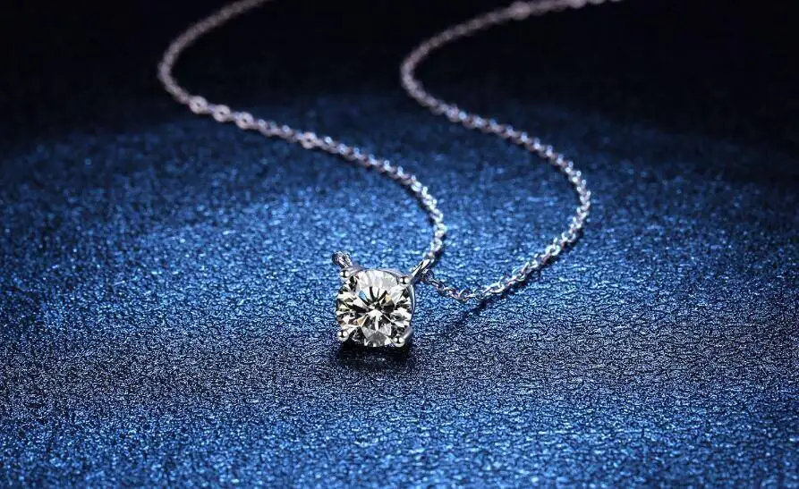 Moissanite Dia 6.5mm 0.5-5CT Woman Pendant Sier Necklace For Women Chains Party Bridal Fine Jewelry 925sterling Silver Necklace