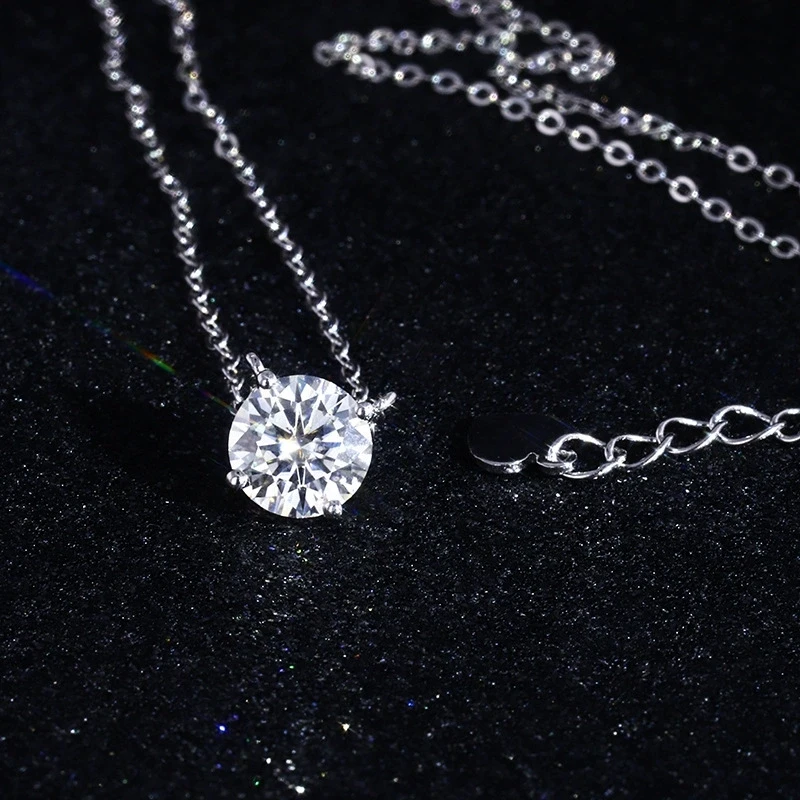 Moissanite Dia 6.5mm 0.5-5CT Woman Pendant Sier Necklace For Women Chains Party Bridal Fine Jewelry 925sterling Silver Necklace