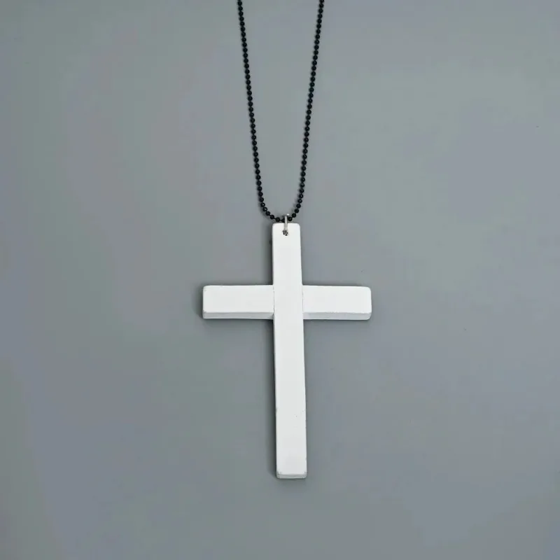 Fashion Punk Gothic Wood Cross Pendant Necklace for Women Men Halloween Vintage Black Hip Hop Y2K Accessories Party Jewelry Gift