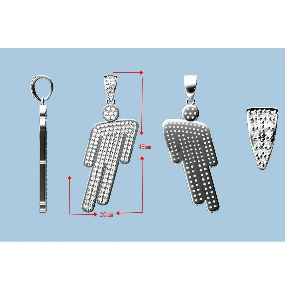 Hip Hop Necklace,Stainless Steel Round Head Zircon Couple Pendant Necklace,Skew Head Pendant Full of Zircon Chaoren Necklace