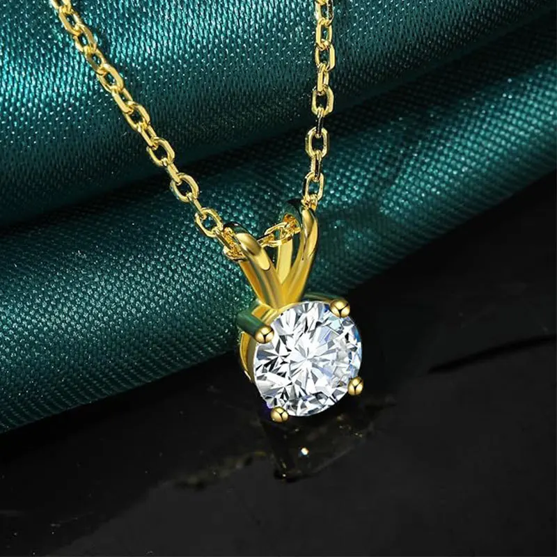 PureNew 1-5ct Classic Full Moissanite Necklace For Women S925 Silver Plated 18k Gold D Color VVS1 Women's Moissanite Chain Gift PureNew 1-5ct Classic Full Moissanite Necklace For Women S925 Silver Plated 18k Gold D Color VVS1 Women's Moissanite Chain Gift