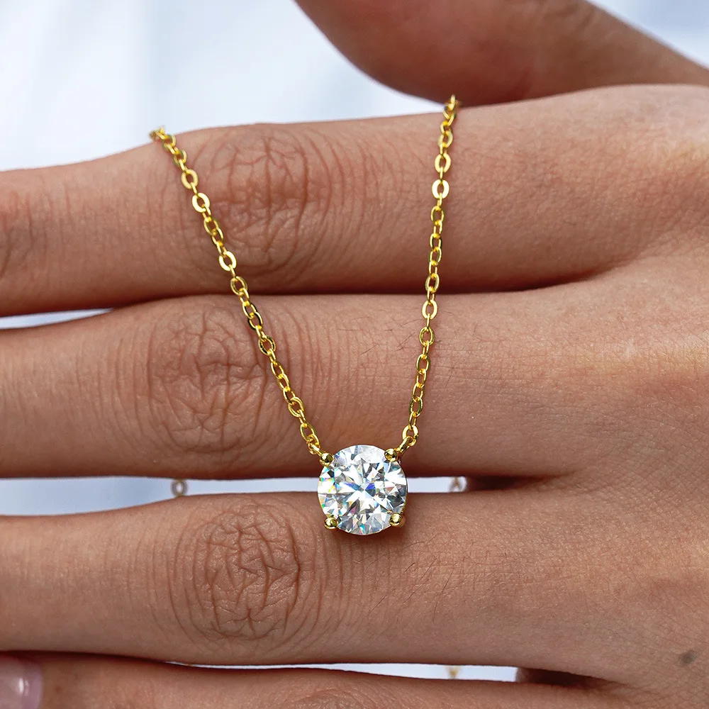 PureNew 1-5ct Classic Full Moissanite Necklace For Women S925 Silver Plated 18k Gold D Color VVS1 Women’s Moissanite Chain Gift PureNew 1-5ct Classic Full Moissanite Necklace For Women S925 Silver Plated 18k Gold D Color VVS1 Women's Moissanite Chain Gift