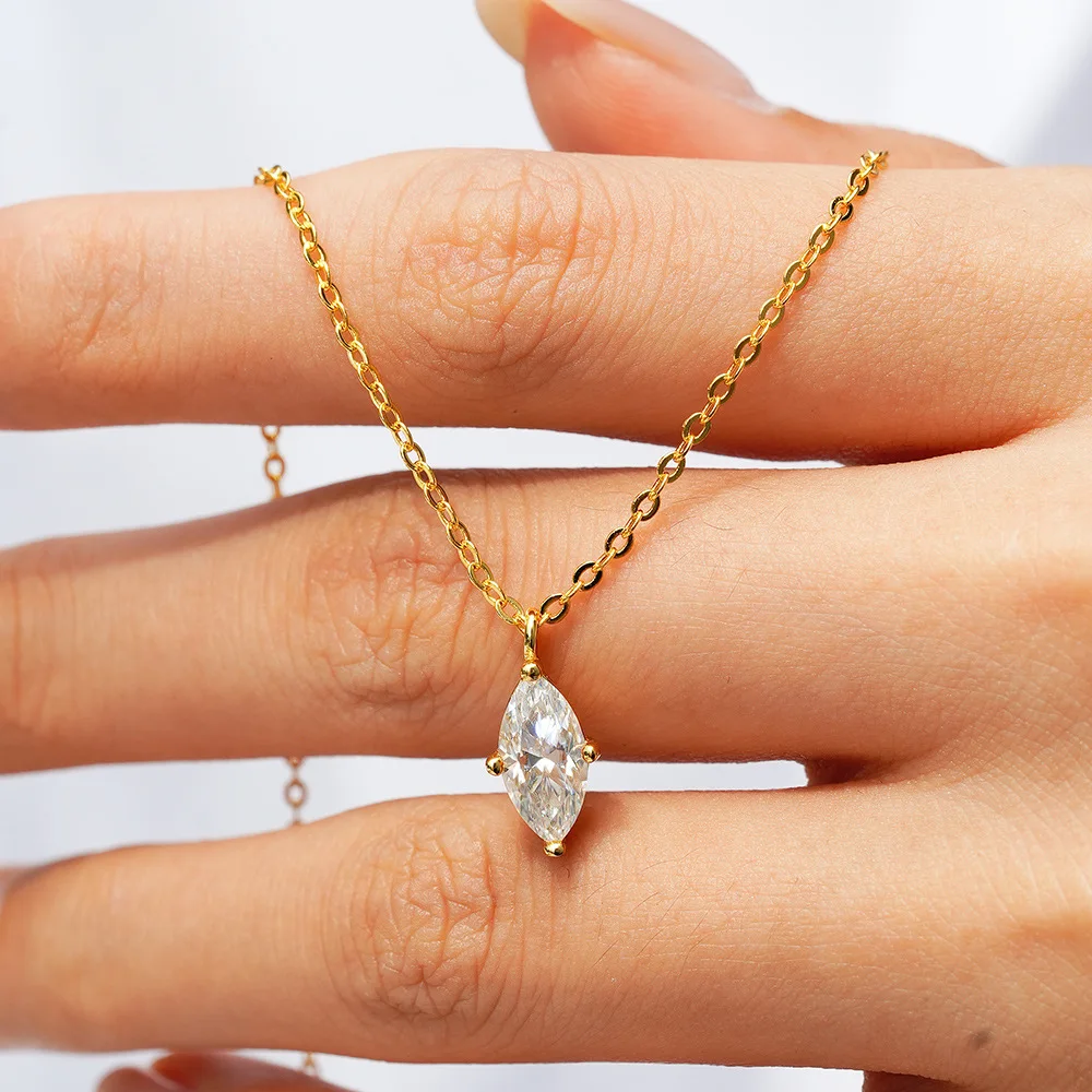 PureNew 1-5ct Classic Full Moissanite Necklace For Women S925 Silver Plated 18k Gold D Color VVS1 Women's Moissanite Chain Gift PureNew 1-5ct Classic Full Moissanite Necklace For Women S925 Silver Plated 18k Gold D Color VVS1 Women's Moissanite Chain Gift