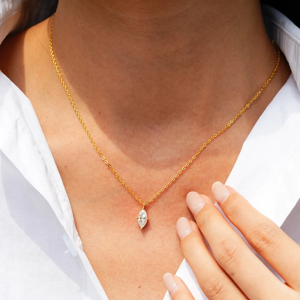 PureNew 1-5ct Classic Full Moissanite Necklace For Women S925 Silver Plated 18k Gold D Color VVS1 Women's Moissanite Chain Gift PureNew 1-5ct Classic Full Moissanite Necklace For Women S925 Silver Plated 18k Gold D Color VVS1 Women's Moissanite Chain Gift