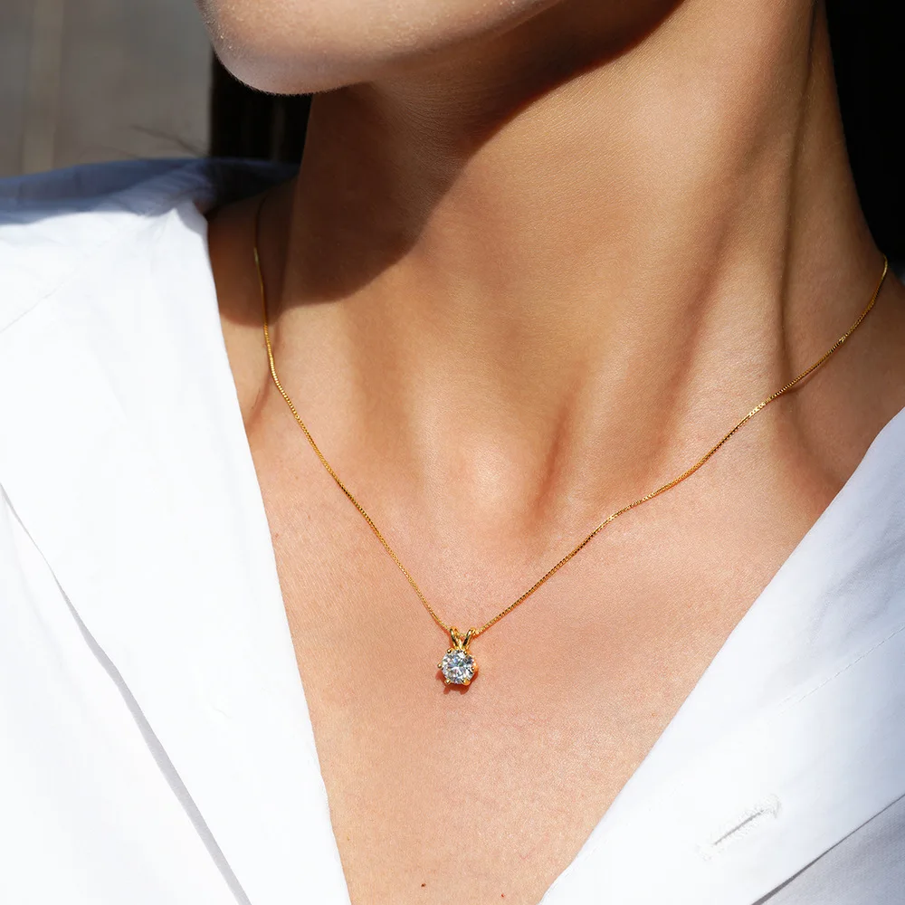 PureNew 1-5ct Classic Full Moissanite Necklace For Women S925 Silver Plated 18k Gold D Color VVS1 Women's Moissanite Chain Gift PureNew 1-5ct Classic Full Moissanite Necklace For Women S925 Silver Plated 18k Gold D Color VVS1 Women's Moissanite Chain Gift