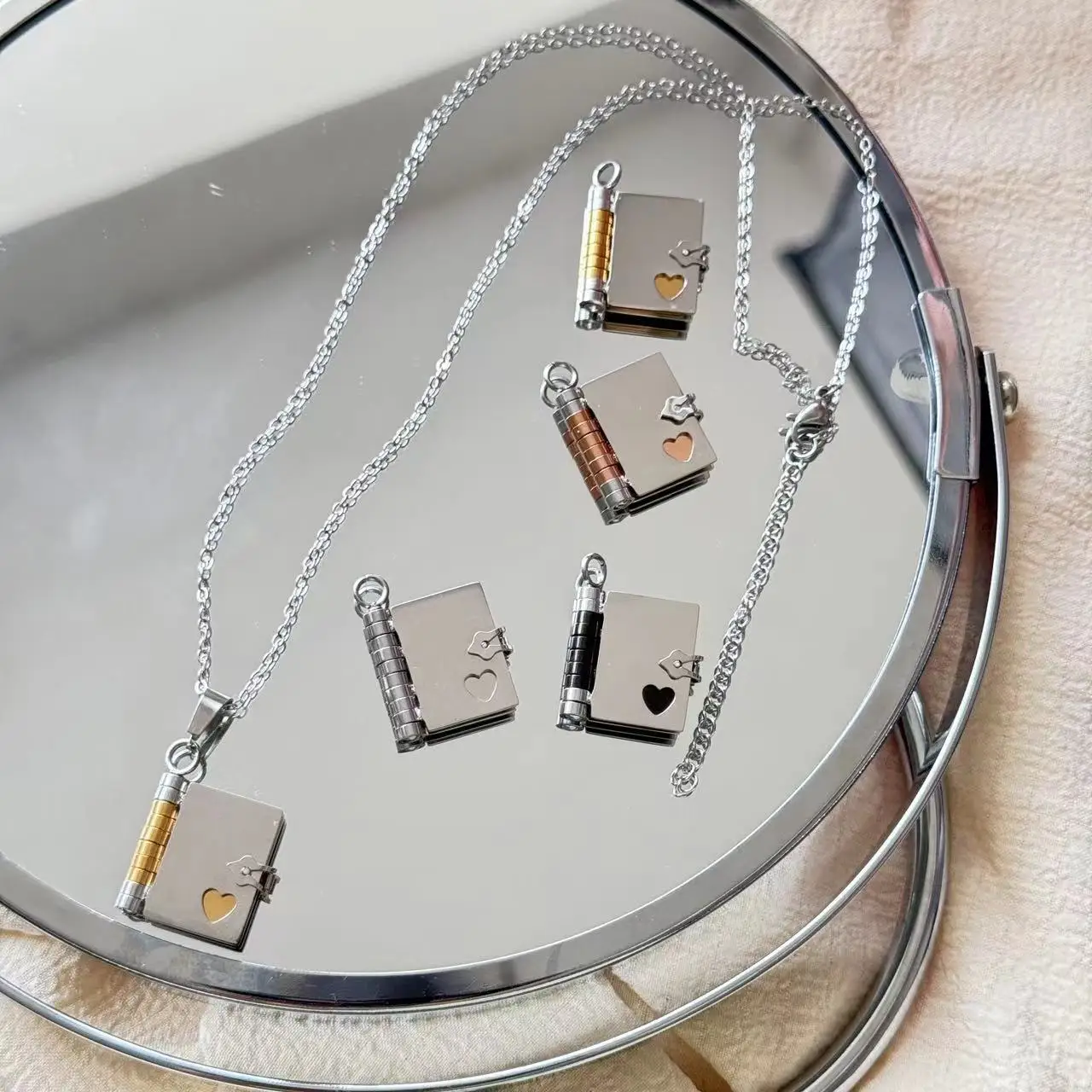 10pcs Stainless Steel Book Pendant Choker Necklaces for Women Men Waterproof Gold Plated Chain Neckalce Unisex Lovers Jewelry 10pcs Stainless Steel Book Pendant Choker Necklaces for Women Men Waterproof Gold Plated Chain Neckalce Unisex Lovers Jewelry