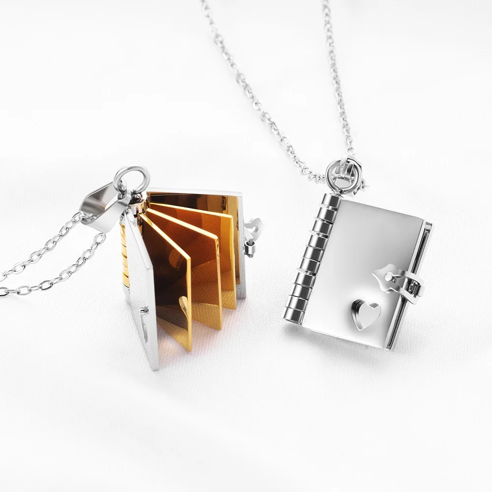10pcs Stainless Steel Book Pendant Choker Necklaces for Women Men Waterproof Gold Plated Chain Neckalce Unisex Lovers Jewelry 10pcs Stainless Steel Book Pendant Choker Necklaces for Women Men Waterproof Gold Plated Chain Neckalce Unisex Lovers Jewelry