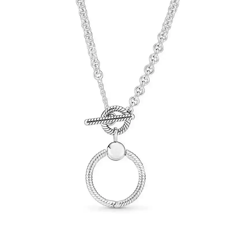 Butterfly Necklace Pendant S925 Pure Silver Circle Necklace Heart Necklace DIY Beads Women's Jewelry Valentine's Day Gift