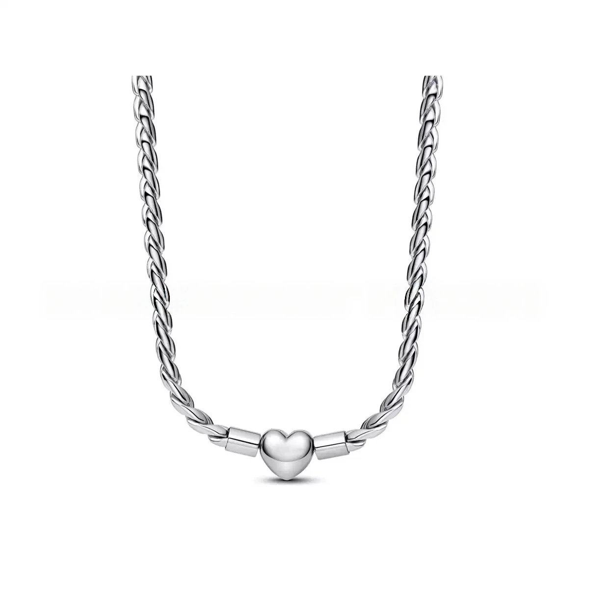 Butterfly Necklace Pendant S925 Pure Silver Circle Necklace Heart Necklace DIY Beads Women's Jewelry Valentine's Day Gift