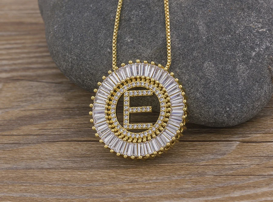 Women's Crystal Patterned Letter Pendant Necklace