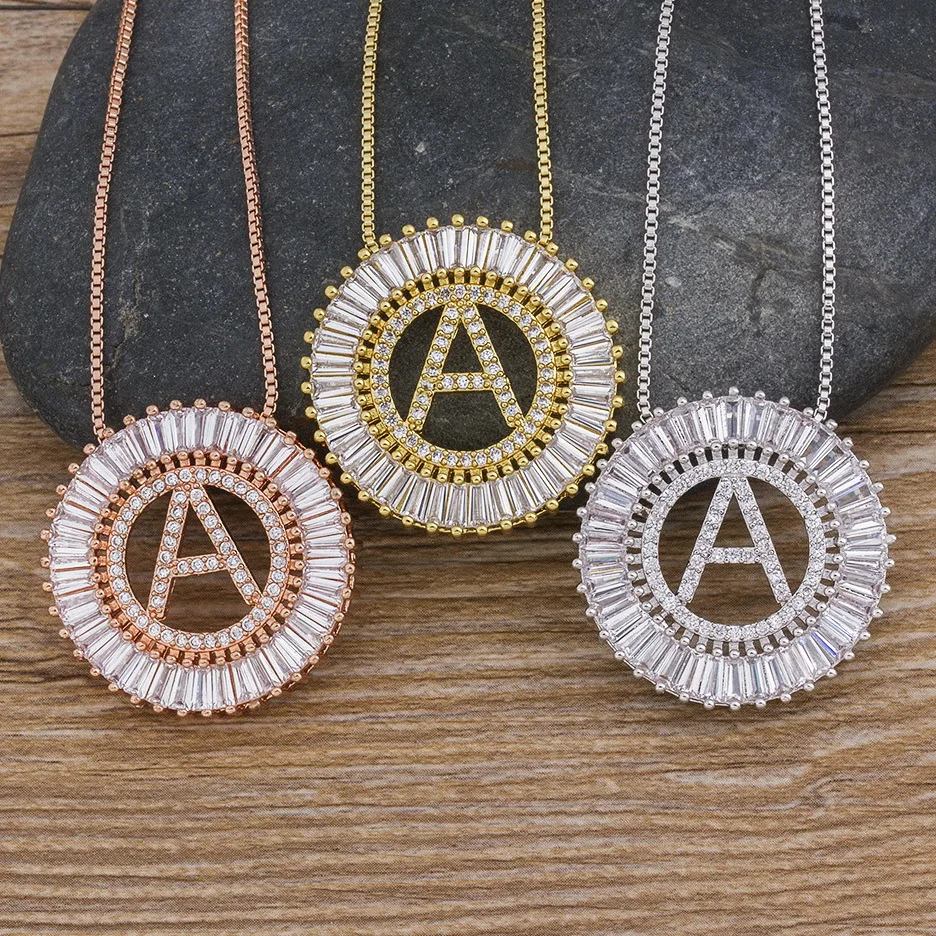 Women's Crystal Patterned Letter Pendant Necklace