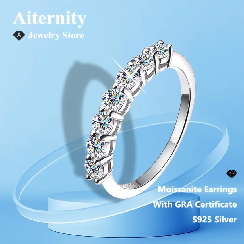 D VVS1 Moissanite Ring 925 Sterling Sliver With GRA Certificate Eternity Band Wedding Engagement Rings For Women And Men D VVS1 Moissanite Ring 925 Sterling Sliver With GRA Certificate Eternity Band Wedding Engagement Rings For Women And Men