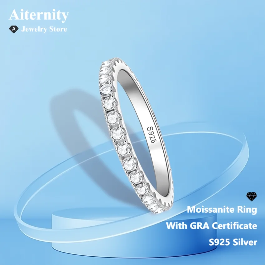 D VVS1 Moissanite Ring 925 Sterling Sliver With GRA Certificate Eternity Band Wedding Engagement Rings For Women And Men D VVS1 Moissanite Ring 925 Sterling Sliver With GRA Certificate Eternity Band Wedding Engagement Rings For Women And Men