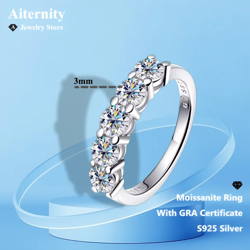 D VVS1 Moissanite Ring 925 Sterling Sliver With GRA Certificate Eternity Band Wedding Engagement Rings For Women And Men D VVS1 Moissanite Ring 925 Sterling Sliver With GRA Certificate Eternity Band Wedding Engagement Rings For Women And Men
