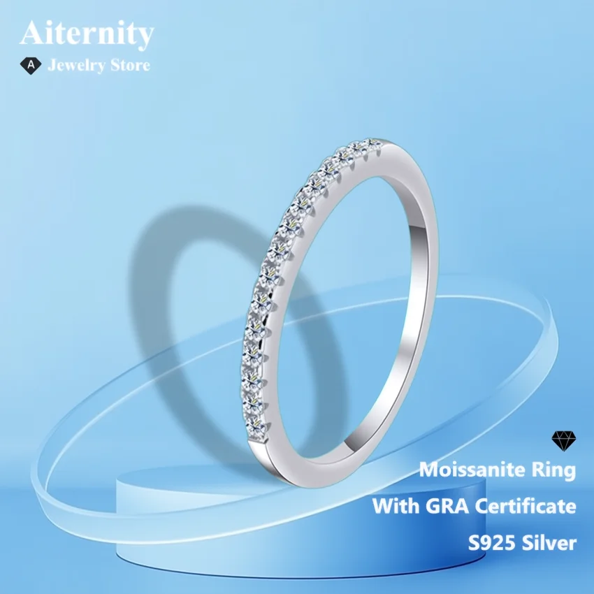D VVS1 Moissanite Ring 925 Sterling Sliver With GRA Certificate Eternity Band Wedding Engagement Rings For Women And Men D VVS1 Moissanite Ring 925 Sterling Sliver With GRA Certificate Eternity Band Wedding Engagement Rings For Women And Men