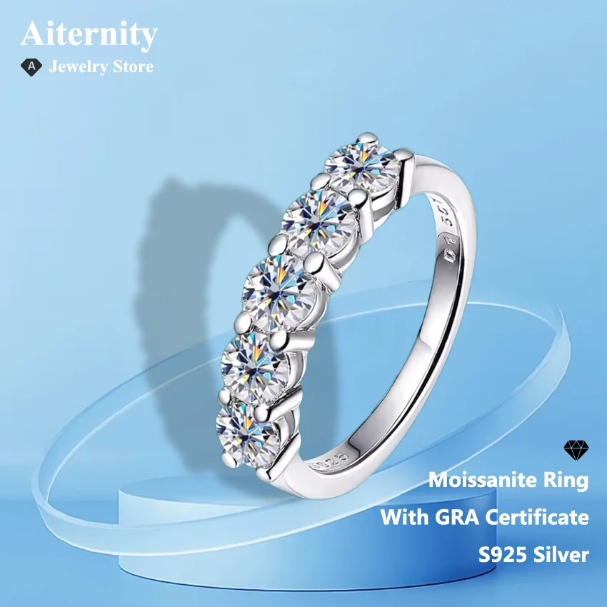 D VVS1 Moissanite Ring 925 Sterling Sliver With GRA Certificate Eternity Band Wedding Engagement Rings For Women And Men