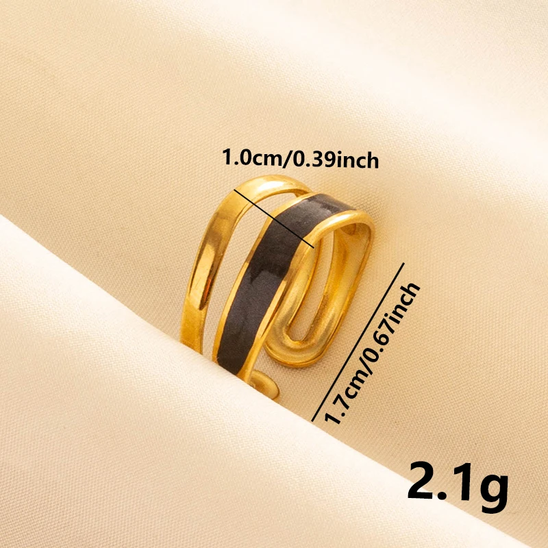 Balck Enamel Gold Plated Heart Fire Evil Eye Stainless Steel Ring Vintage Finger Jewelry Sun Moon Star Rings For Women Men Bague