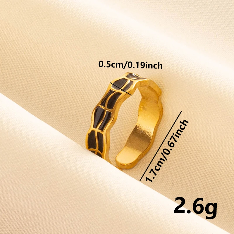 Balck Enamel Gold Plated Heart Fire Evil Eye Stainless Steel Ring Vintage Finger Jewelry Sun Moon Star Rings For Women Men Bague