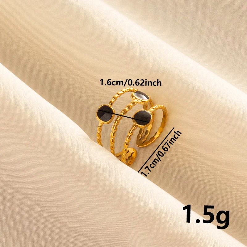 Balck Enamel Gold Plated Heart Fire Evil Eye Stainless Steel Ring Vintage Finger Jewelry Sun Moon Star Rings For Women Men Bague