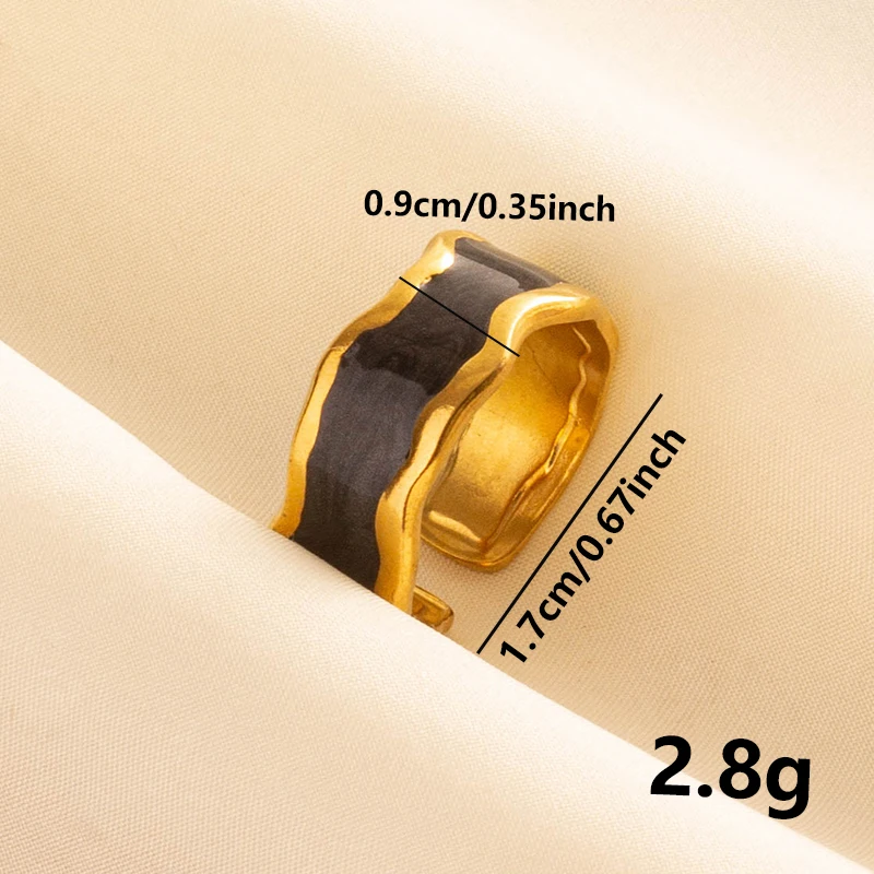 Balck Enamel Gold Plated Heart Fire Evil Eye Stainless Steel Ring Vintage Finger Jewelry Sun Moon Star Rings For Women Men Bague