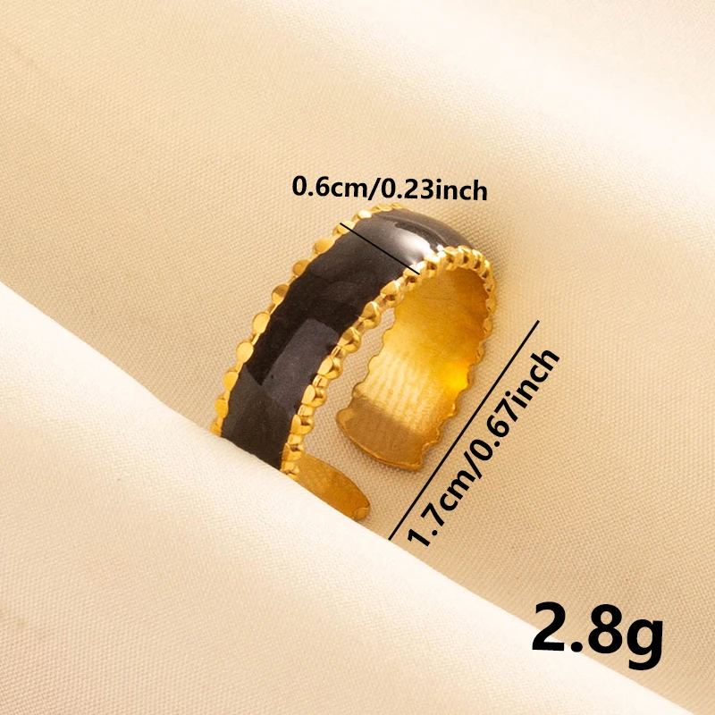 Balck Enamel Gold Plated Heart Fire Evil Eye Stainless Steel Ring Vintage Finger Jewelry Sun Moon Star Rings For Women Men Bague