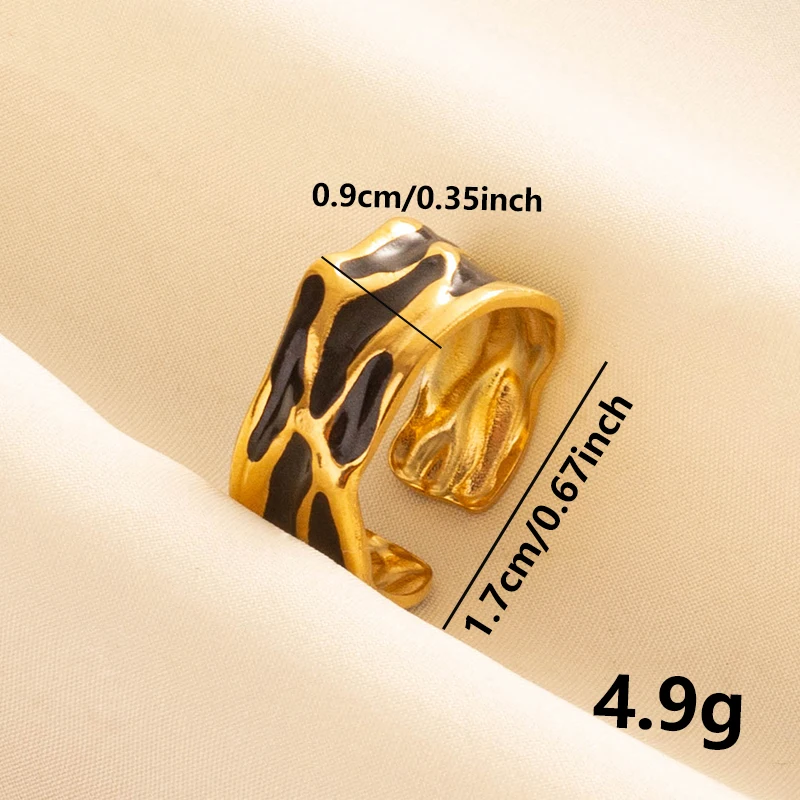 Balck Enamel Gold Plated Heart Fire Evil Eye Stainless Steel Ring Vintage Finger Jewelry Sun Moon Star Rings For Women Men Bague
