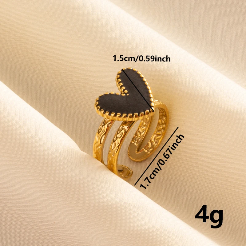 Balck Enamel Gold Plated Heart Fire Evil Eye Stainless Steel Ring Vintage Finger Jewelry Sun Moon Star Rings For Women Men Bague